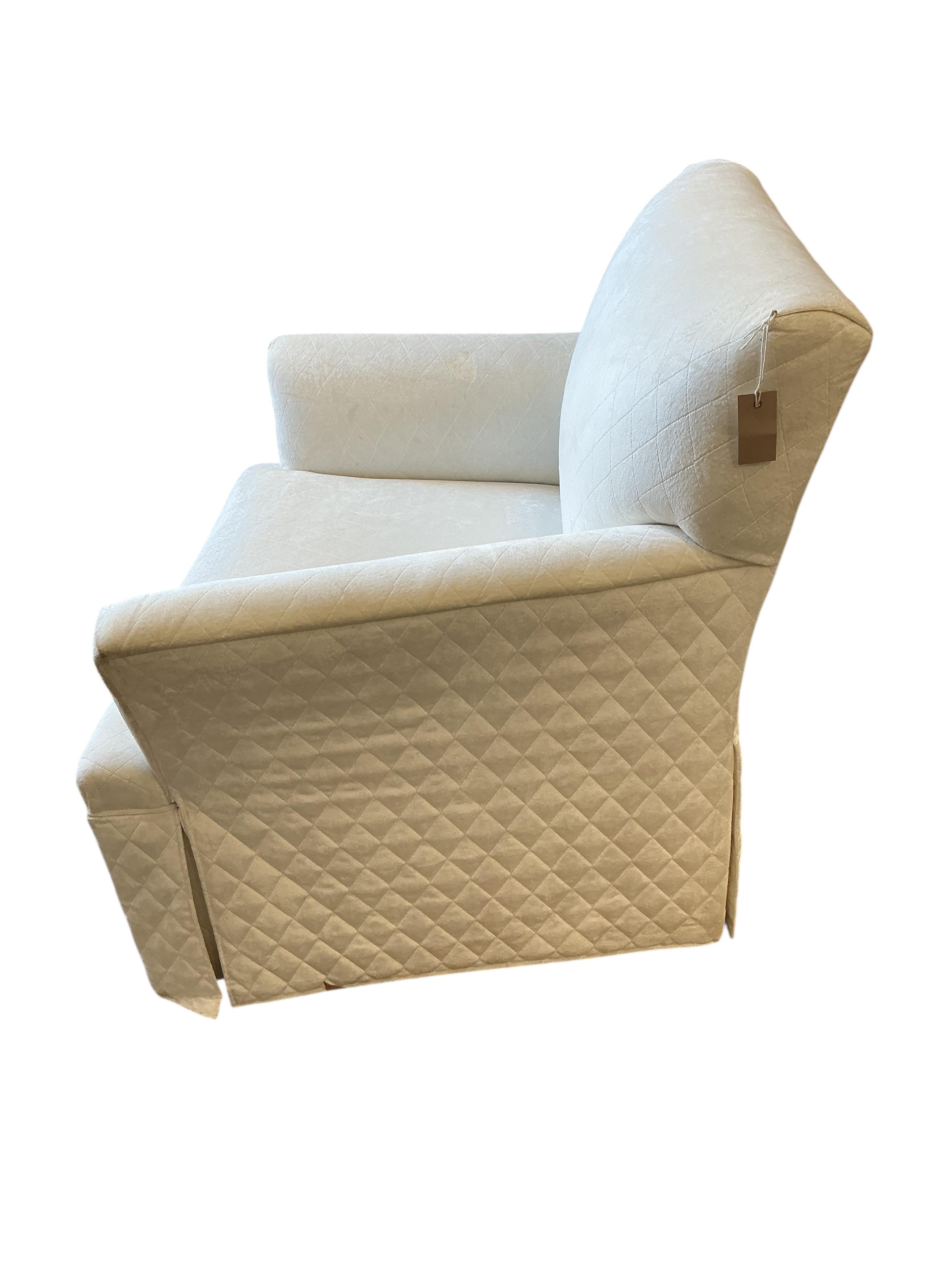 A modern Ben Whistler settee, width 180cm, depth 100cm, height 82cm together with a footstool and a similar armchair